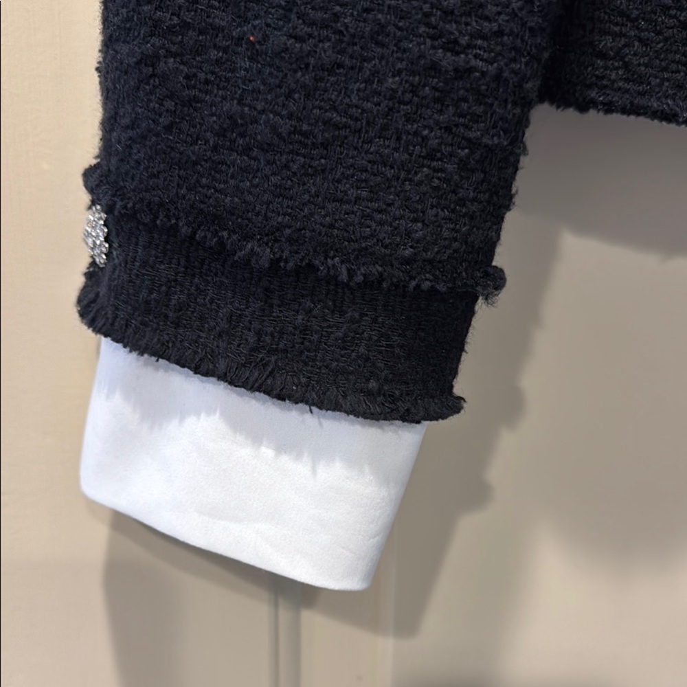 Zara Black Tailored Blazer with Textured Tweed - Picture 2 of 7